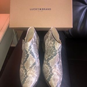 LUCKY BRAND SNAKESKIN PRINT BOOTIES - Size 7.5